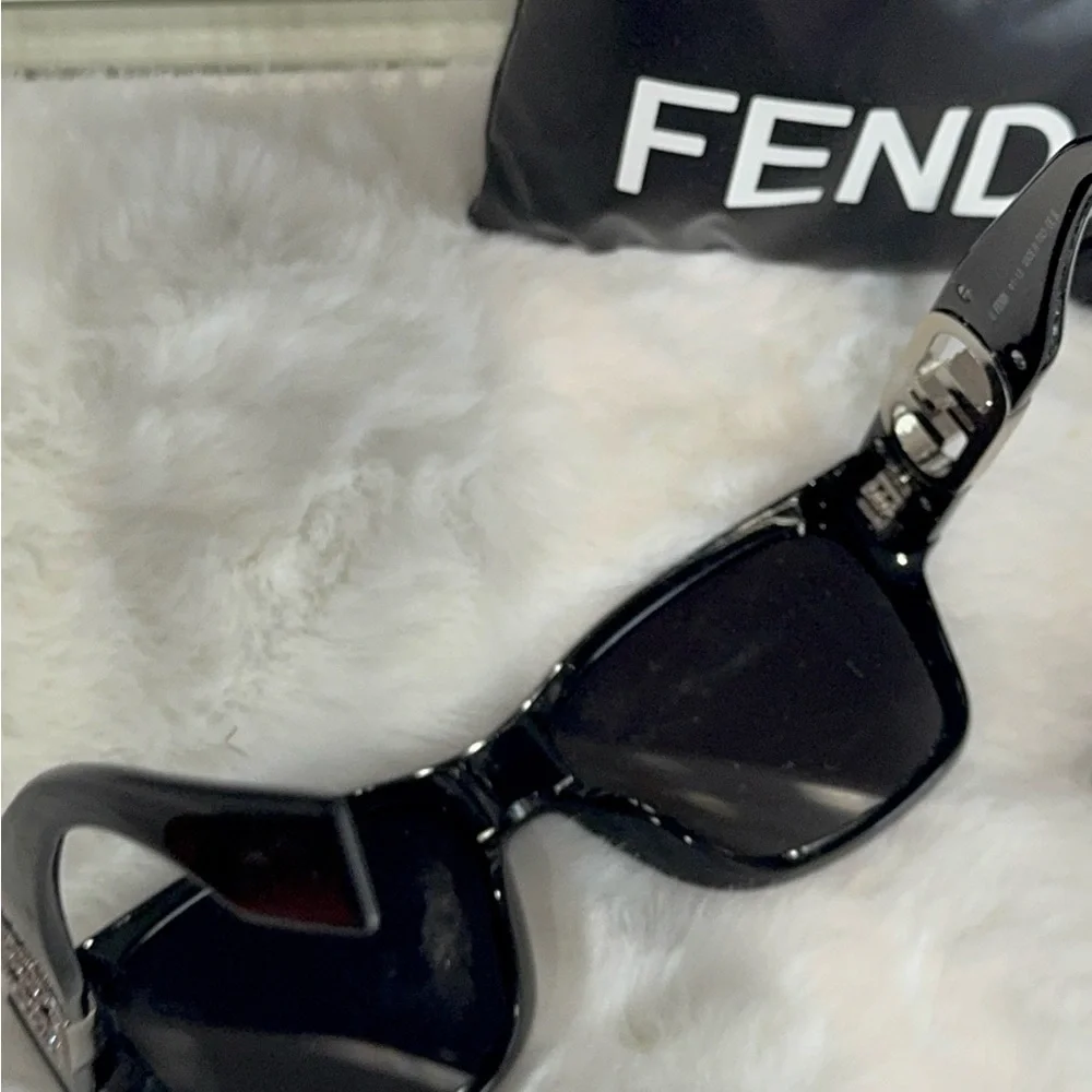 FENDI Embellished O'Clock Logo Acetate Rectangle Sunglasses 💯 authentic - Picture 10 of 11